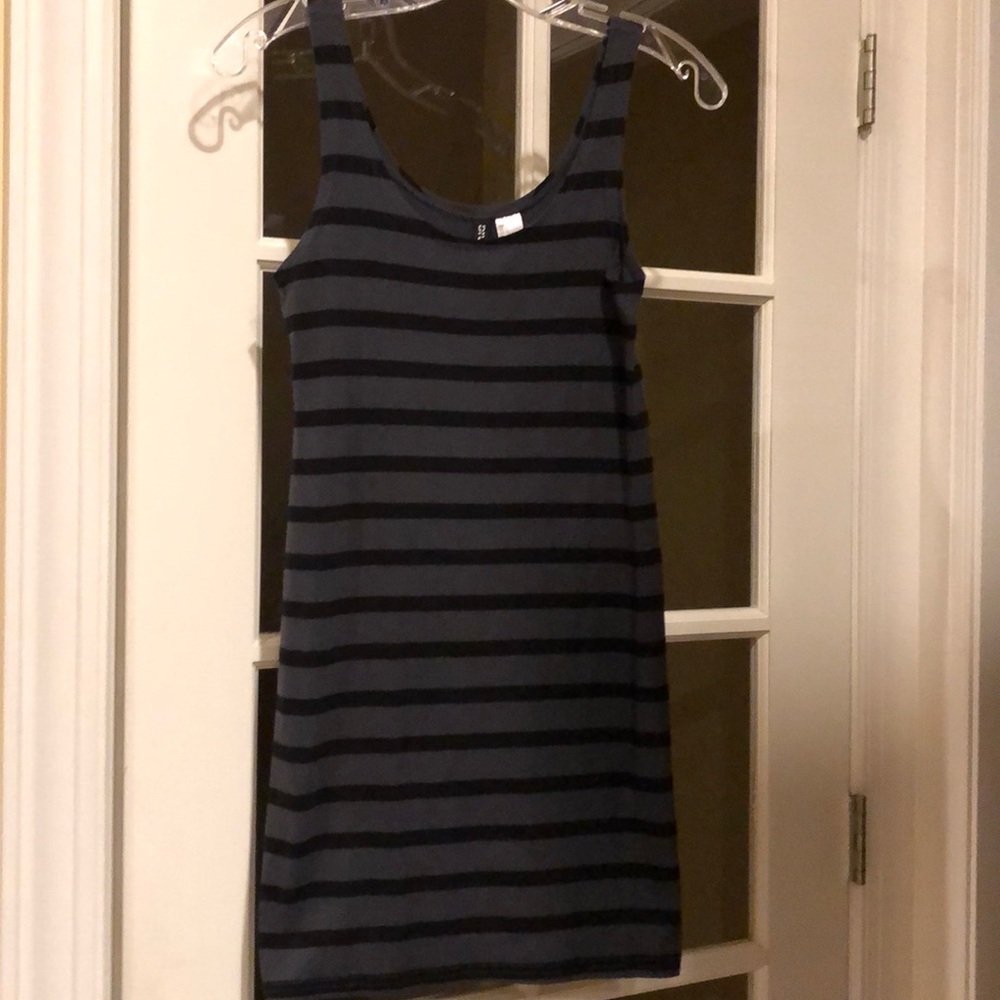Gray and black striped tank dress
